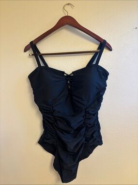 Torrid Black Ruched One-Piece Swimsuit size 2